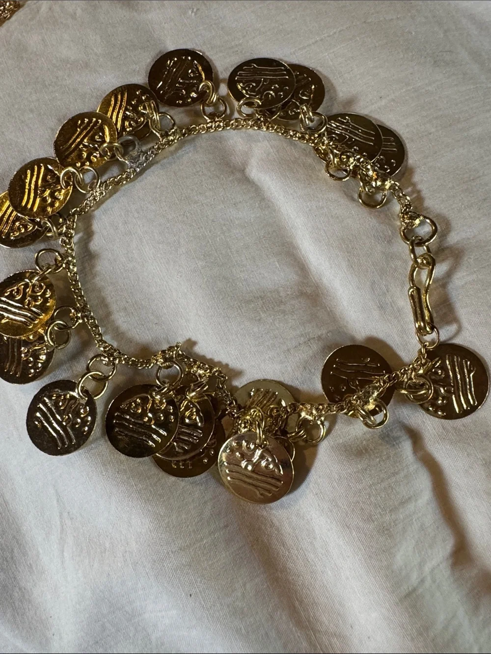Gold Faux Coins Charm Bracelet/Anklet - Women's Fashion Jewelry